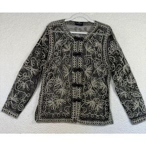 Princess Cruises Jacket Womens Large Sheer Embroidered Button Up Formal Cardigan